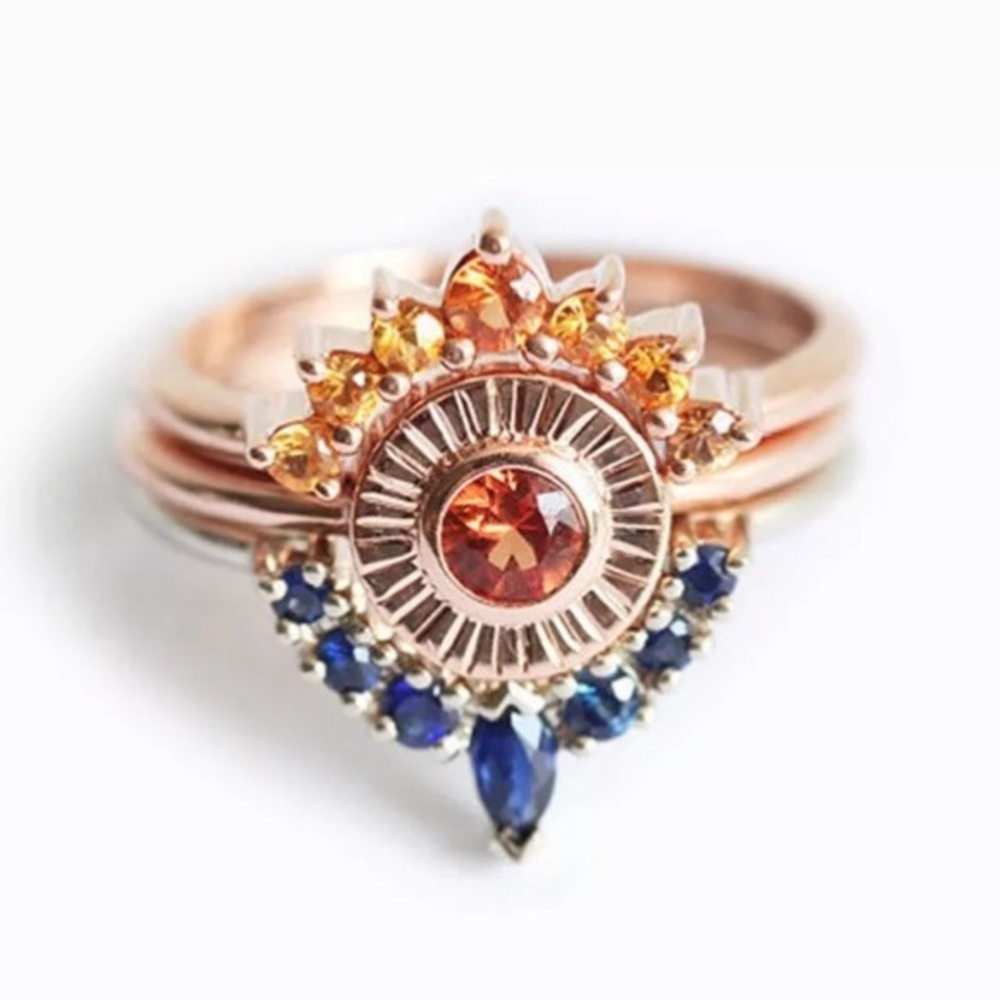 Boho Crystal Rose Gold Rings - Picture 5 of 7